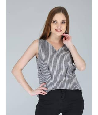 SAART BUNAAI - Grey Cotton Women's Regular Top ( Pack of 1 )