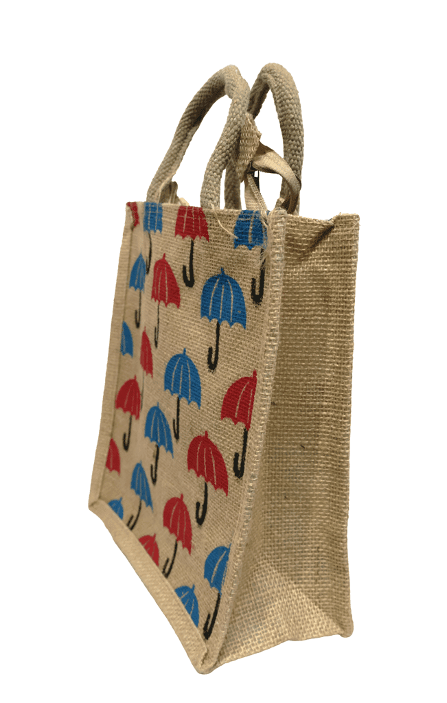 Jute Lunch Bag - Eco-Friendly Tote with Colorful Print view 2