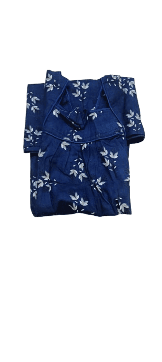 A beautiful blue cotton maxi dress with a floral print and tie back. view 2