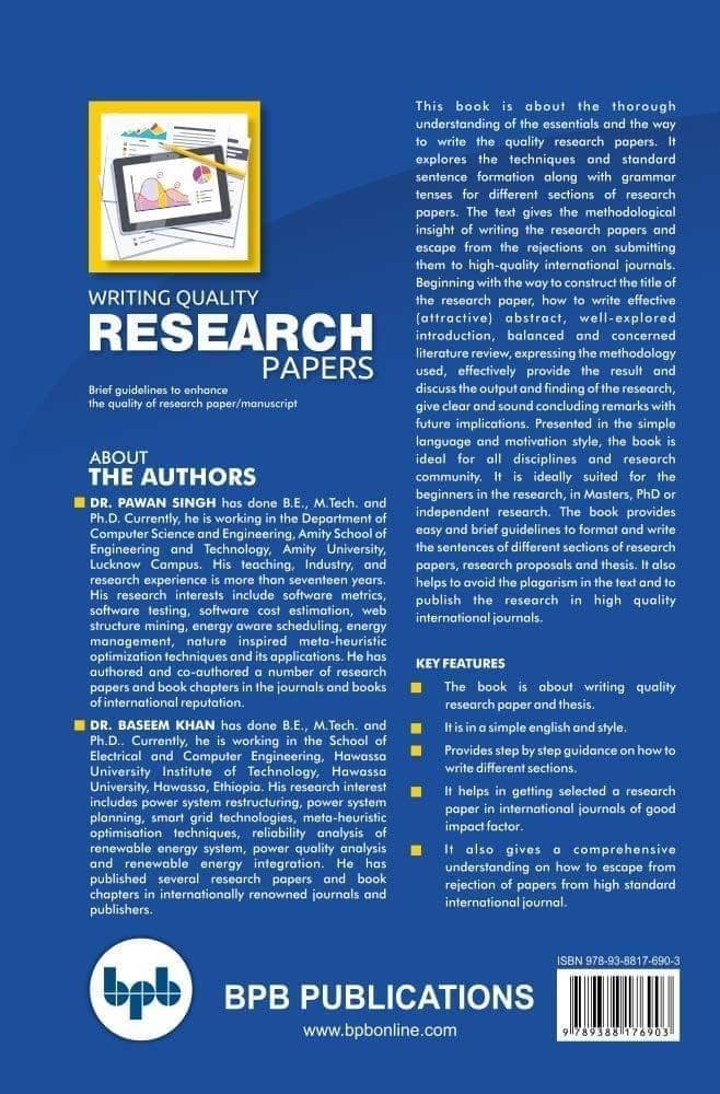 Writing Quality Research Papers [Paperback] Dr. Pawan Singh/Baseem Khan view 2