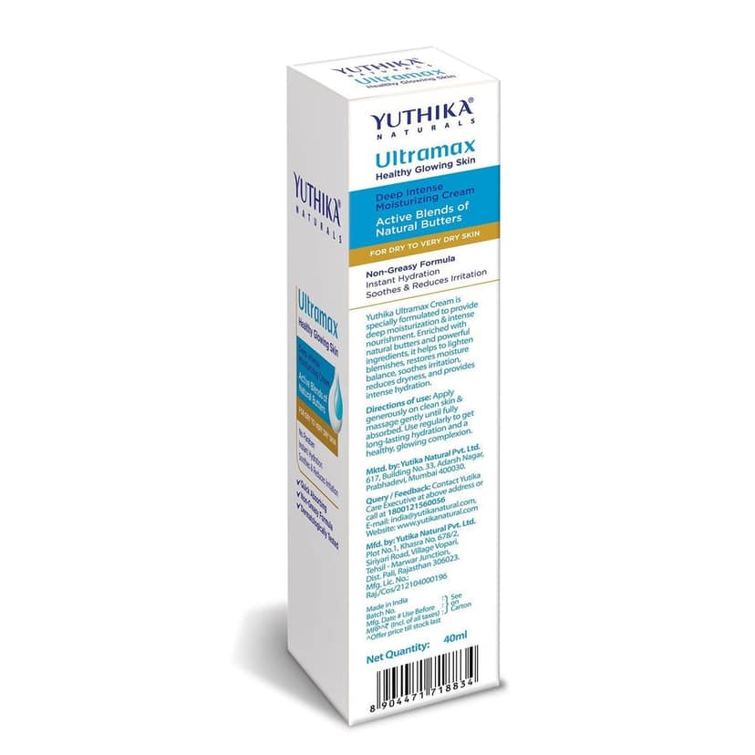 Yuthika Ultramax Deep Intense Moisturizing Cream for Dry to Very Dry Skin 40ml Pack of 3, Dermatologically Tested view 2