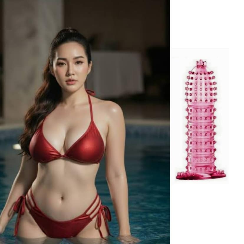 Caxfouck Crystal Condom Strawberry Flavor 5 Inch Extra Dotted Enhanced Safety & Comfort Reusable Condom (1 Pc) view 2