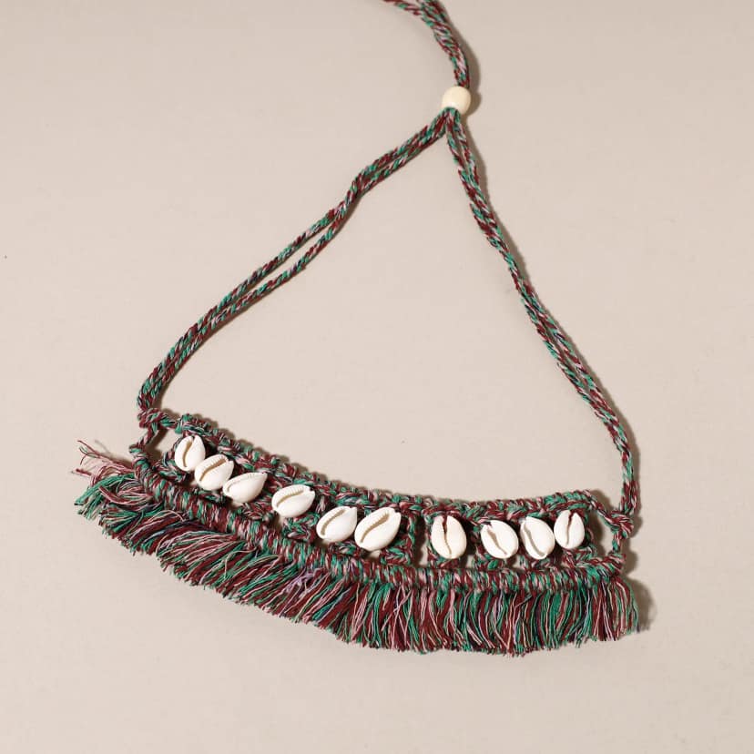 Multicolor Thread & Seashell Macrame Choker view 2