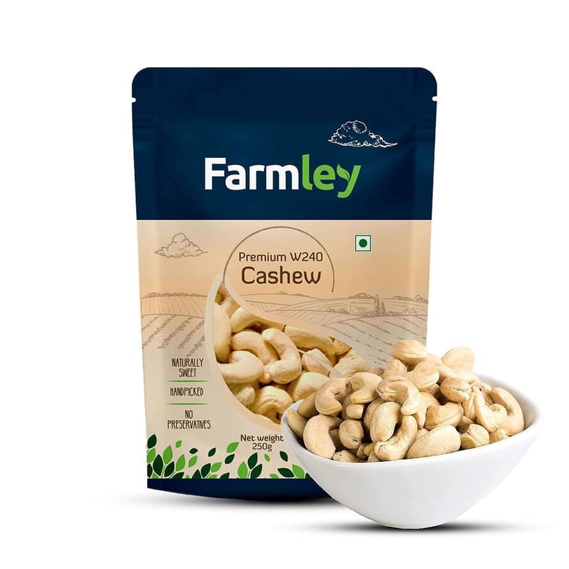 Farmley Premium W240 Whole Cashews, 100% Natural, Handpicked Kaju (250 g) view 2
