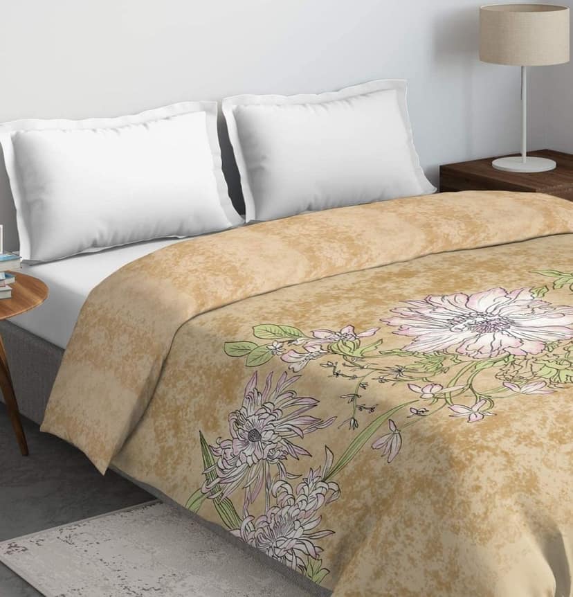 DDECOR - Primary Collection 100% Cotton Floral Pattern 136TC King Quilt |229 CM X 274 CM| - Gold view 2