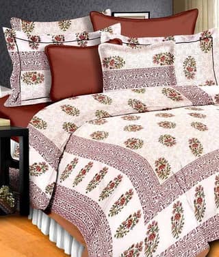 UniqChoice Multi-Color Cotton Jaipuri Printed Double Bed Sheet With 2 Pillow Cover