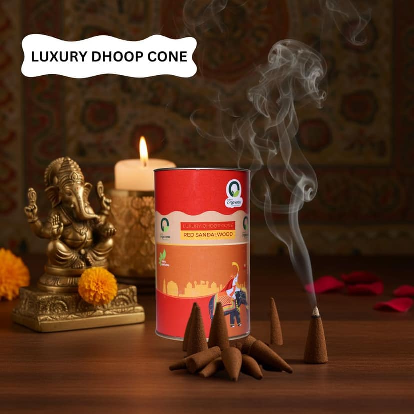 Prime Orgoveda Red Sandalwood Premium Dhoop Cones (Pack of 2) | 100% Natural & Organic | Charcoal-Free, Bamboo-Free, Handcrafted Long-Lasting Dhoop batti (80 Organic Dhoop Cones) view 2