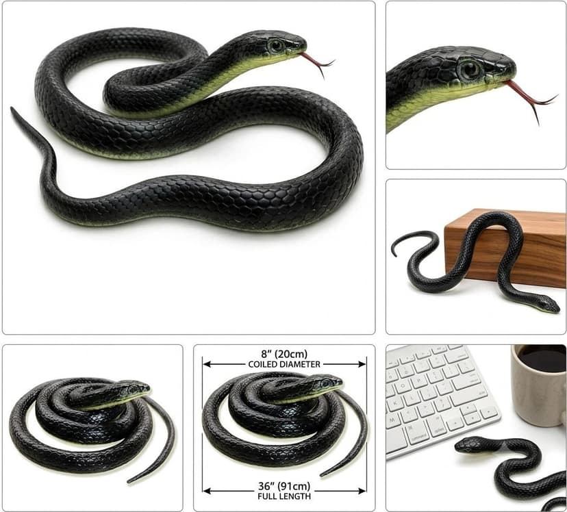 Zenex Store Realistic Fake Snake Toy - Prank, Garden Decoy & Gag Gift Rubber Gag Toy - Black view 2