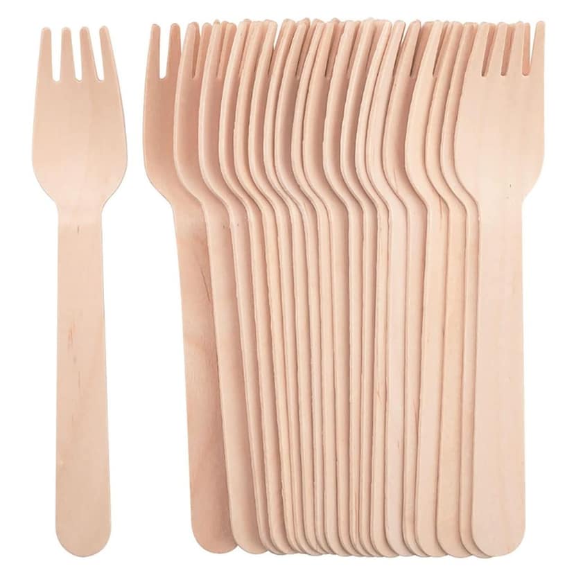 Divatos Biodegradable Wooden Fork 160mm | Disposable Eco-Friendly for Dessert Party Picnic BBQ Weddings Bakery Restaurants Takeaway & Cloud Kitchen Food Delivery and Multi Use (Pack of 50)