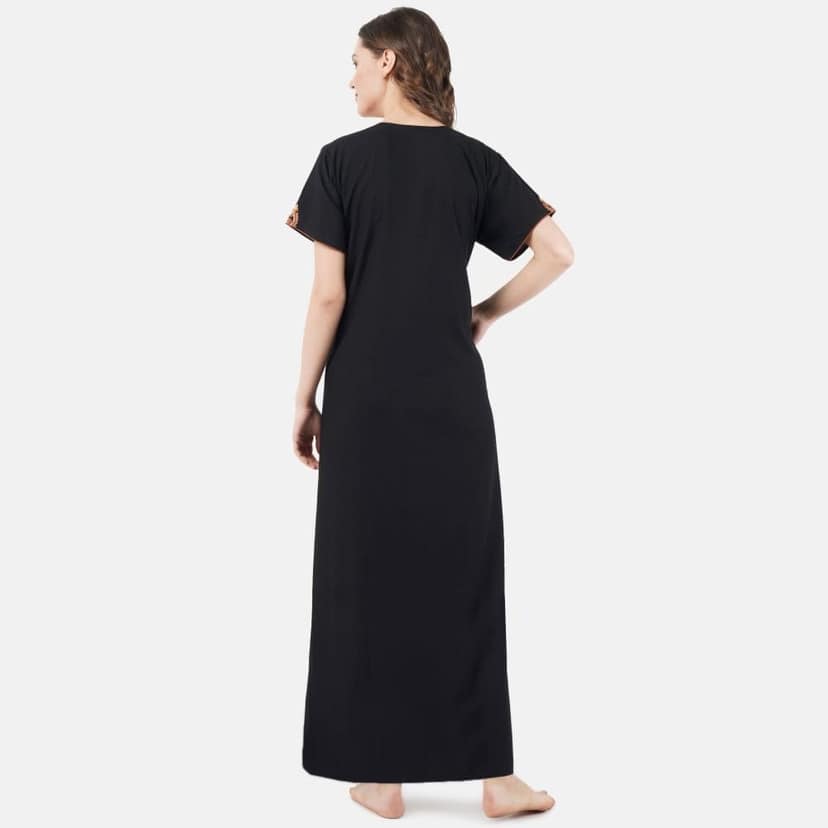 KOI SLEEPWEAR Women's Cotton Blend Embroidered Maxi Nightgown (Free Size) view 2