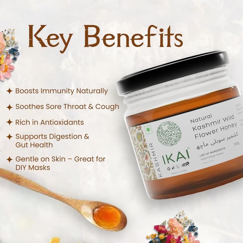 Natural Kashmir Wild Flower Honey | Unprocessed | Regional Specialty-Kashmir | 350g view 2