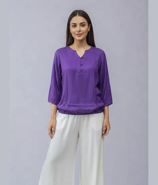 QuaClo Women's Viscose Rayon Regular Top ( Purple )