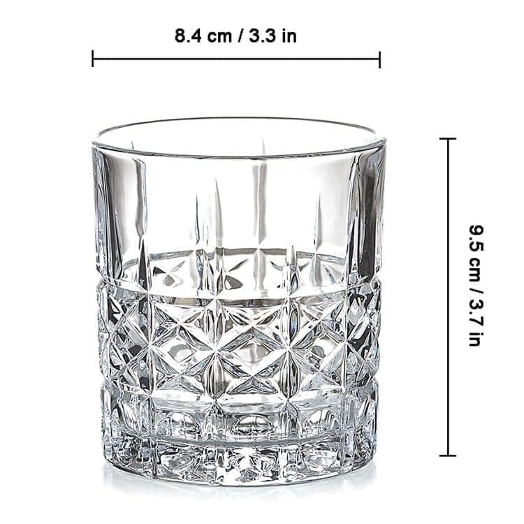 Old Fashioned Whiskey Glass | 300 ML | Transparent Vintage Cocktail Tumblers | Crystal Cut Barware Drinking Glasses for Whisky, Bourbon, Liquor, Wine, Cocktail Drinks | view 2