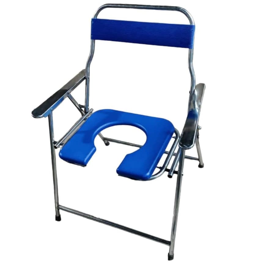 Jumbo Size Stainless Steel Toilet Chair for Healthy People Support 125kg Blue | Commode Chair for Healthy people view 2