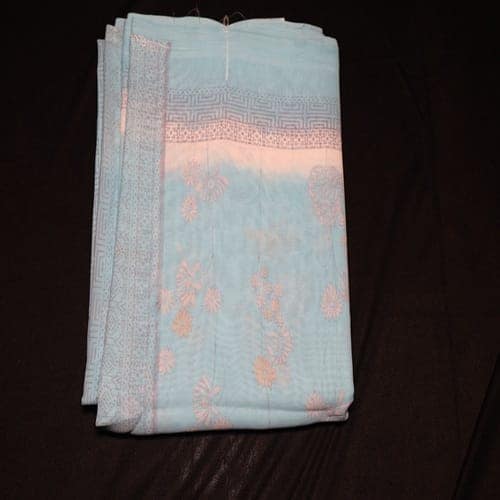 Sky Blue SAREE with Floral Design view 2