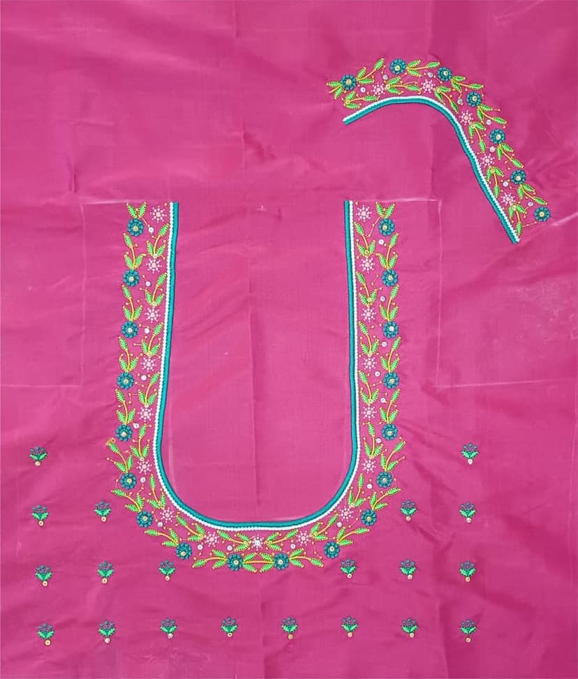 Floral Embroidered Neckline Design for Blouse & Kurtis view 2