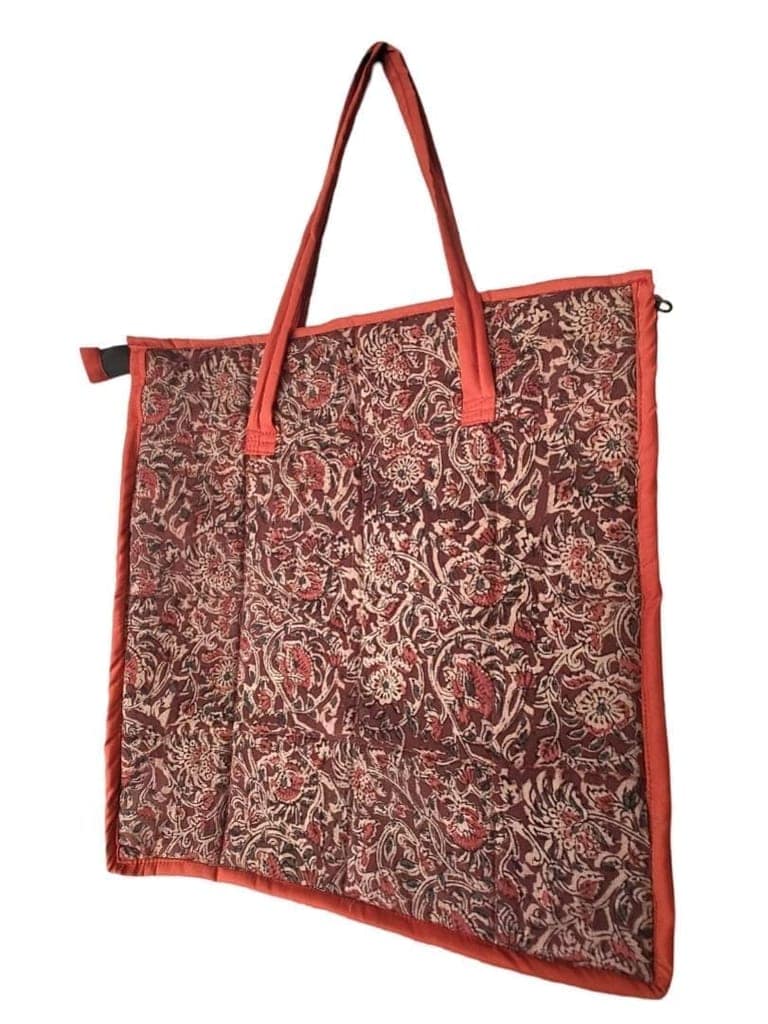 KALAMKARI Handcrafted Floral Print Tote Bag with Zipper Closure view 2