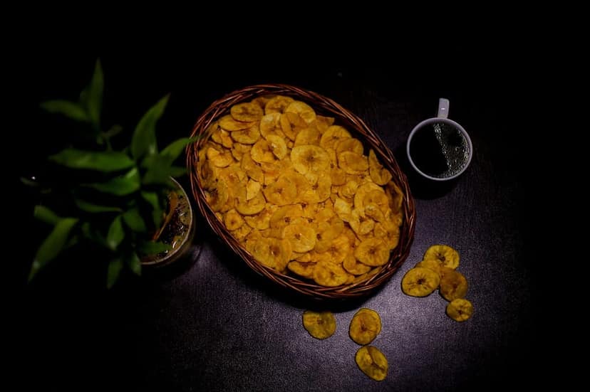 CRUNCHIZZ Authentic Kerala Style Yellow Banana Chips & Sesame Chikki White Combo I Traditional South Indian Recipe I No Artificial Additives I Perfect Munchy Bites I Pack of Two I 100 Grams Each I Total 200 Grams view 2