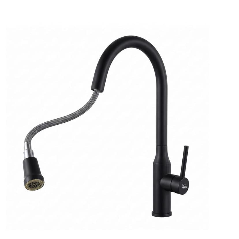 Omega Single-Flow 360° Hot & Cold 304 Stainless Steel Kitchen Mixer Faucet Black