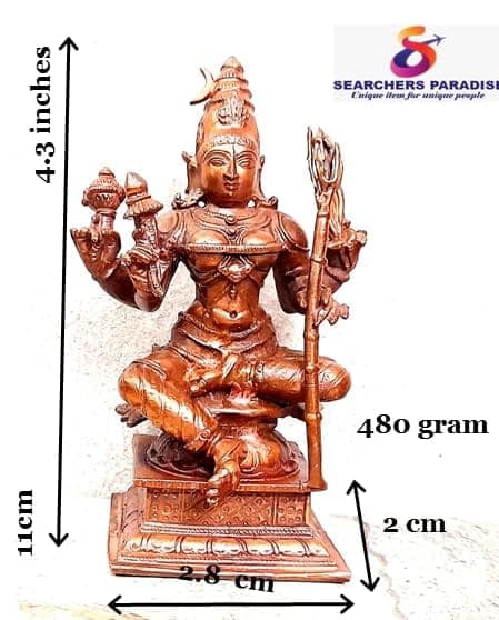 Searchers Paradise - Copper Idols Raja Rajeshwari ,4.3 inches, Copper Handmade 480 Grams, Patina Antique Finish, Pack of 1 Piece view 2