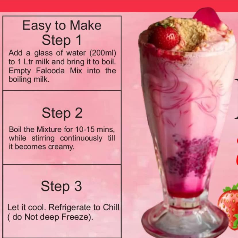 Brew Lab Strawberry Flavored Falooda | Instant Falooda Mix | Easy to Prepare| Ready to Eat 100 g view 2