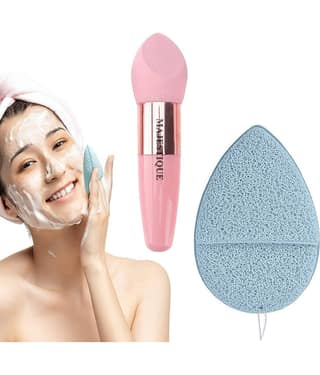 MAJESTIQUE Facial Cleaning Sponge with Cut Makeup Sponge for Daily face Washing for Women - 2 Pcs