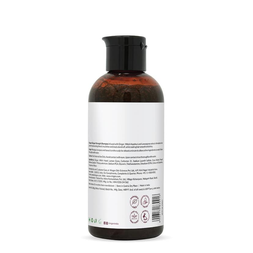Ningen Ginger Hair Shampoo I Enriched with Witch Hazel, Lemongrass I Irritation Free, Paraben Free I Stimulates Hair Growth and Treats Dandruff I 300g view 2