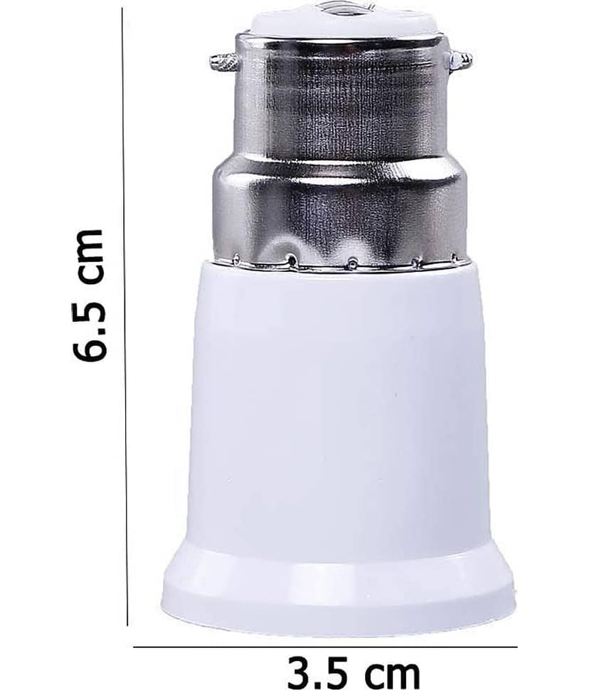 HIRU B22 to E27 Lamp Base Socket Ceramic Lamp Holder Light Bulb Adapter Converter(Set of 2, White) view 2