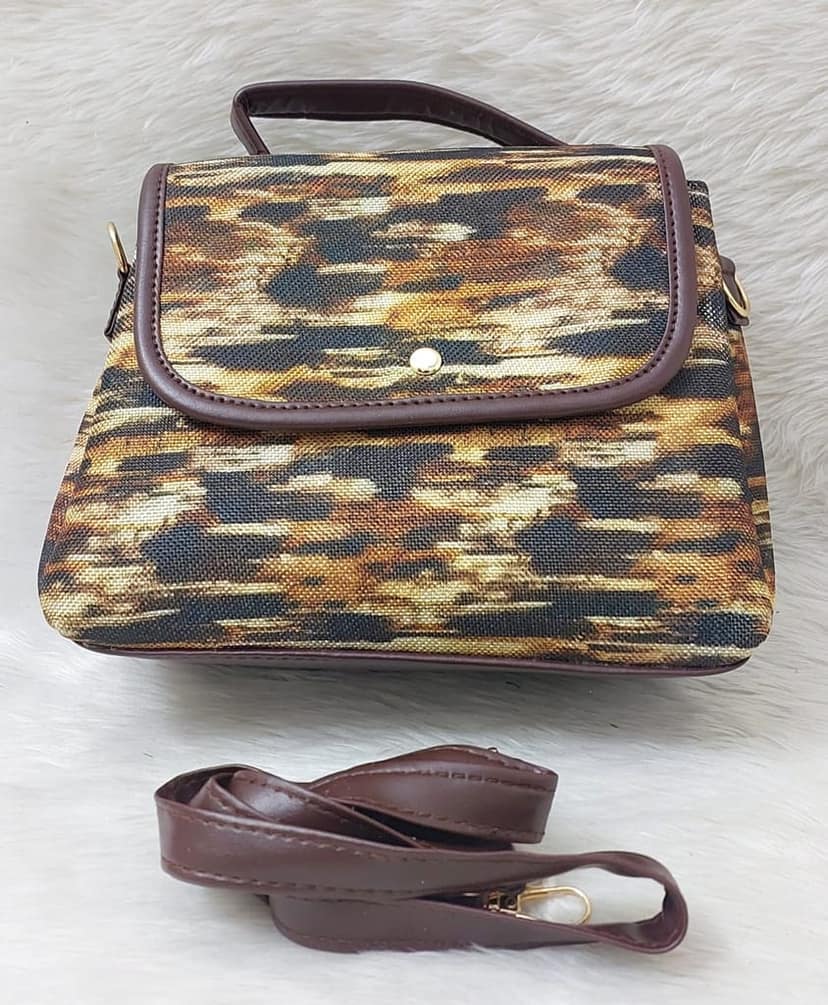 Women's Leopard Print Canvas Crossbody Bag with Adjustable Strap