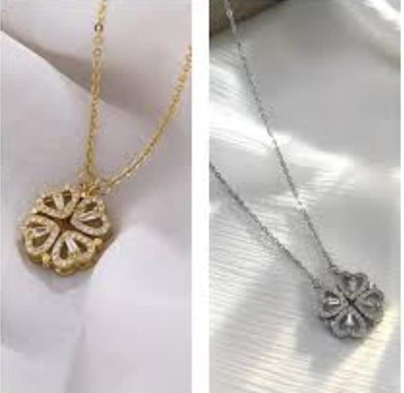 New designer American diamond imported pendant heart look 2 in 1 view 2