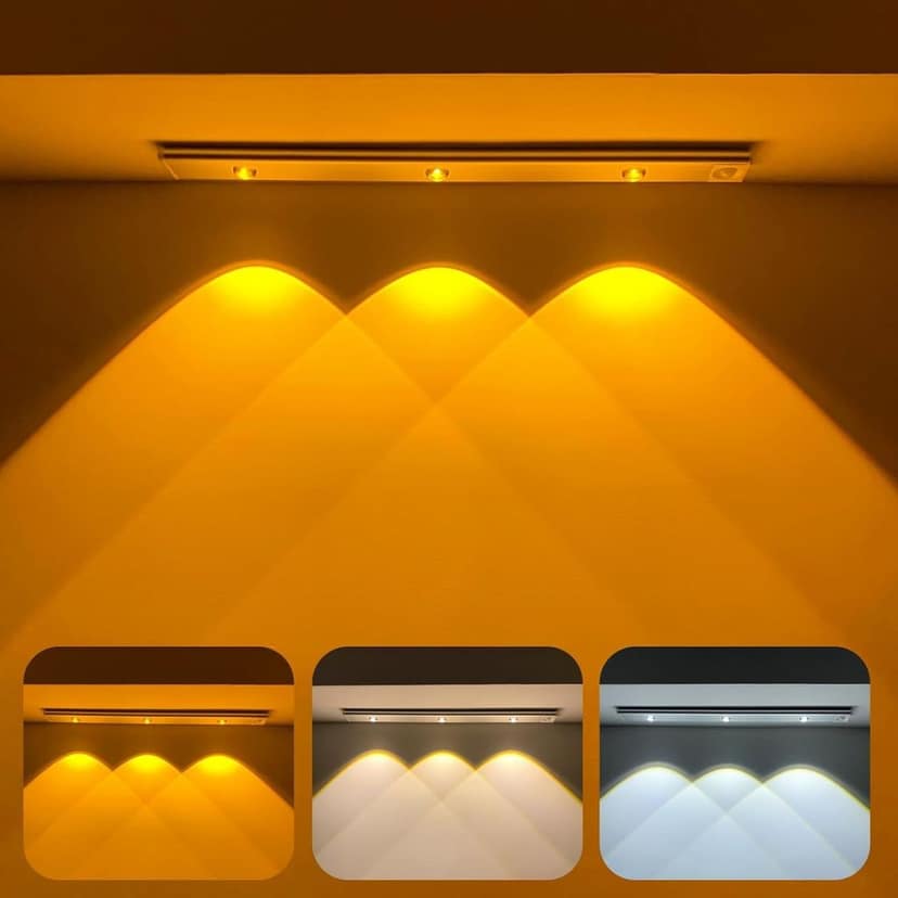 SPARKWORLD 40cm Motion Sensor Under Cabinet Light | Wireless, USB Rechargeable & Dimmable LED Closet Light for Home, Kitchen, Stairs & Wardrobe (Pack of 1) | Colour: Multicolor