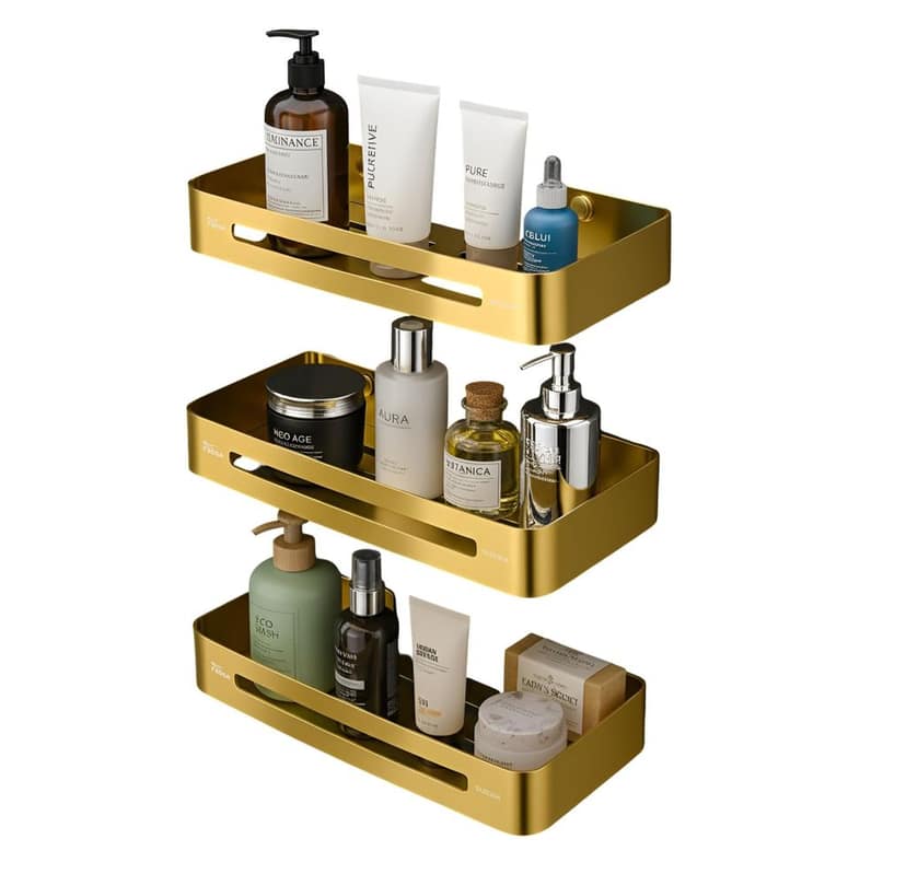 Square Stainless Steel Corner Shelf (Gold) 3 set