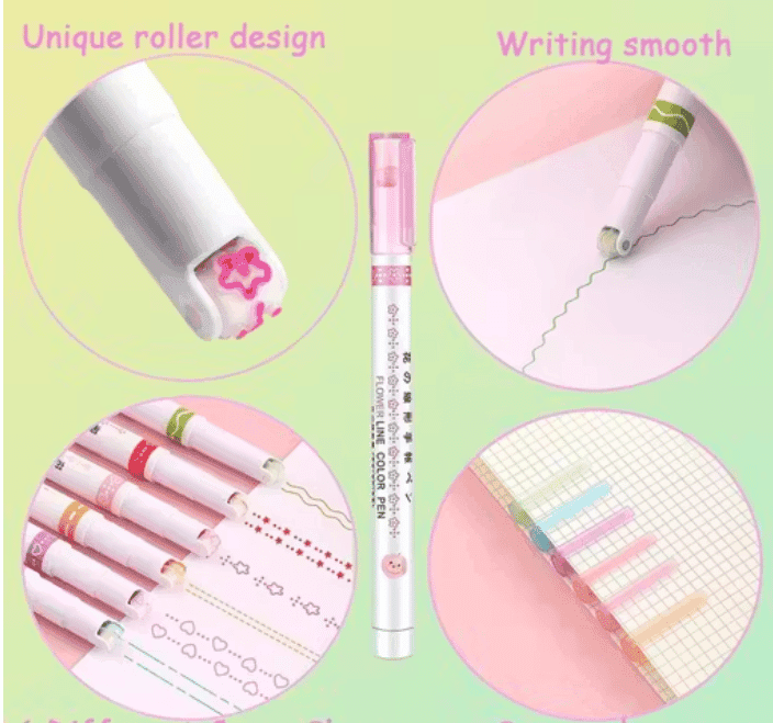 Designer Highlighter Pens Set – 6 in 1 Curve Shape Marker Pens view 2