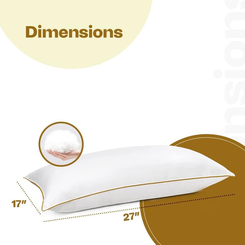 Sleepsia Large Fluffy Ultra Soft Hotel Pillows for Sleeping 17" X 27" X 5.5" Comfortable Machine Washable Down Alternative - Fibre Pillow (Pack of 2) view 2