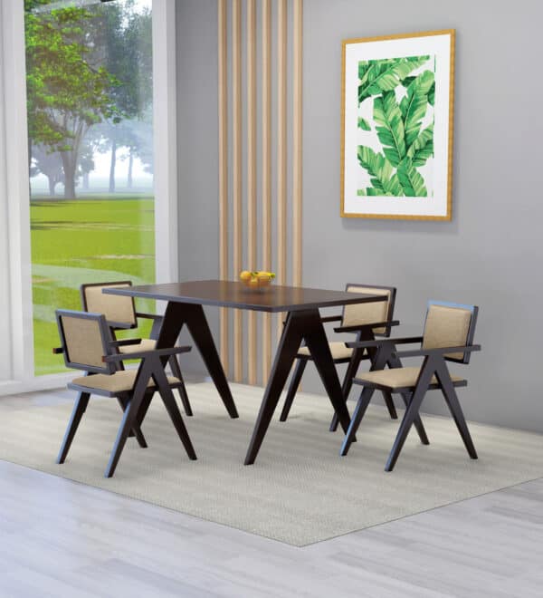 Eros Furniture Ravenna Solid Wood 4 Seater Dining Table with Modern Wooden Silhouette