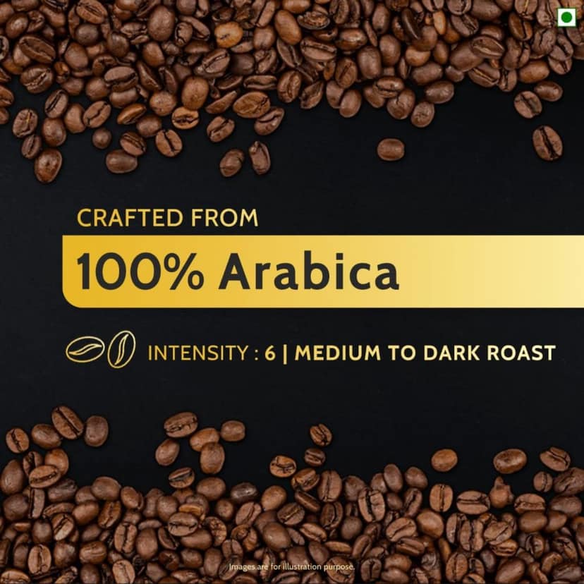 Tata Coffee Gold Coffee Capsules, Intensity- 6 | Tasting notes: Chocolaty, Nutty & Citrusy | 100% Arabica Coffee | Nespresso Compatible Coffee Pods, 10 Aluminium Capsules, 55 g view 2