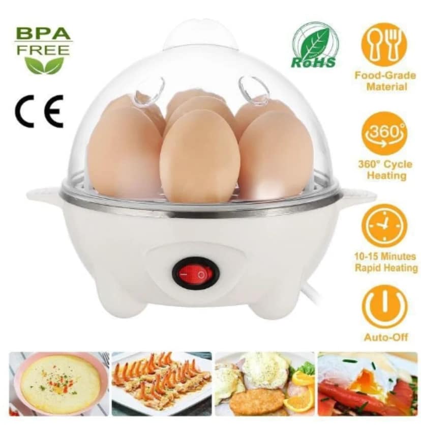 Electric Egg Boiler � 7 Egg Capacity | Automatic Off | Stainless Steel Heating Plate | Multi-Color | For Boiled, Half-Boiled & Poached Eggs | Energy Efficient Kitchen Appliance view 2