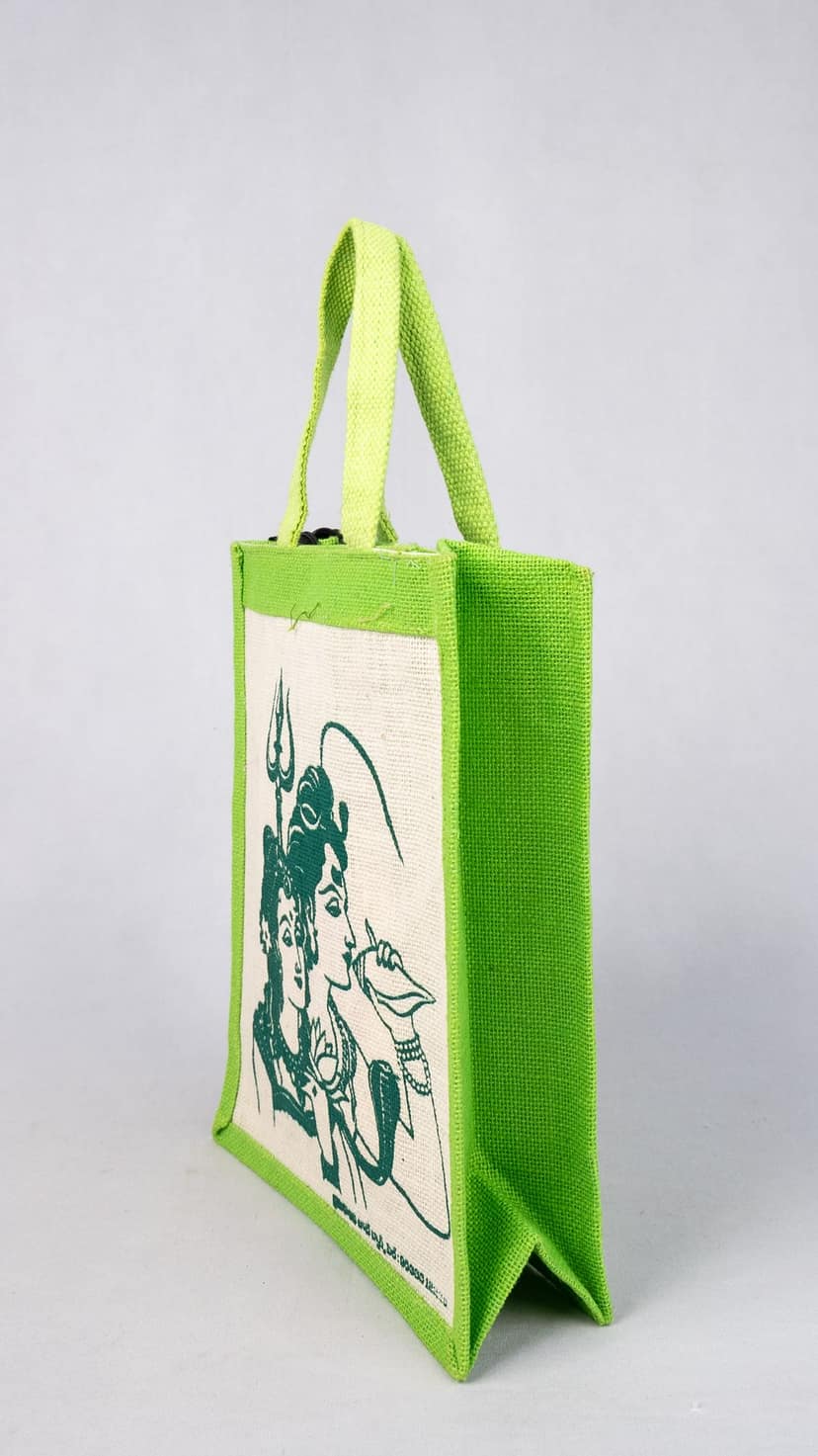Divine Shiva & Parvati Jute Bag - Eco-Friendly Tote view 2