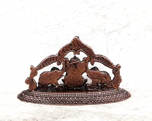 Searchers Paradise - Copper Idols Mahalakshmi Idols with Paired Elephants,1.3 inches, Copper Handmade 50 Grams, Patina Antique Finish, Pack of 1 Piece view 2