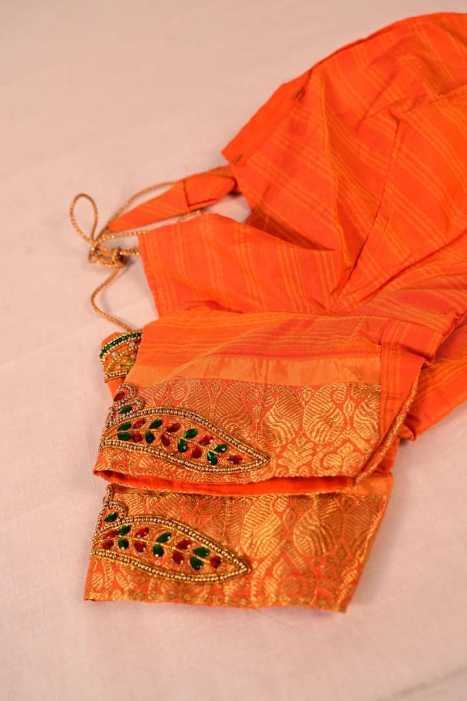 Buy Orange Hand Embroidered Blouse view 2