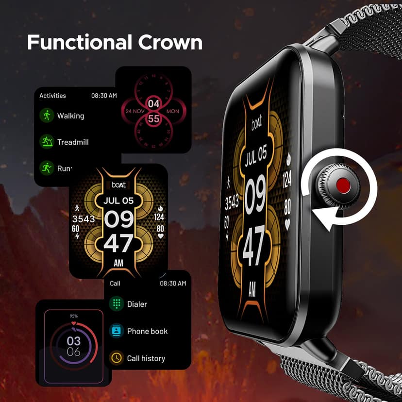 boAt Wave Fury | Bluetooth Calling Smartwatch with 1.83" (4.64cm) HD display, 30 days Battery, Heart Rate & SpO2 monitoring Metallic Grey view 2