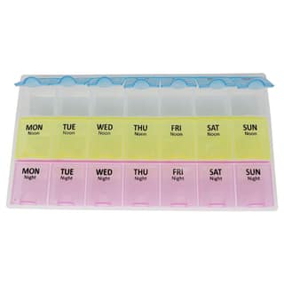 FAIRBIZPS Pill Medicine Organizer Reminder Storage Box 28 Days or 4 Weeks| Plastic | Pack of 2