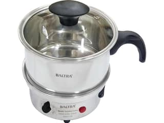 BALTRA BTC-102 Glair Plus 400 Watts Multi Cooker Electric Kettle Stainless Steel Body with Glass Lid (0.9 L)