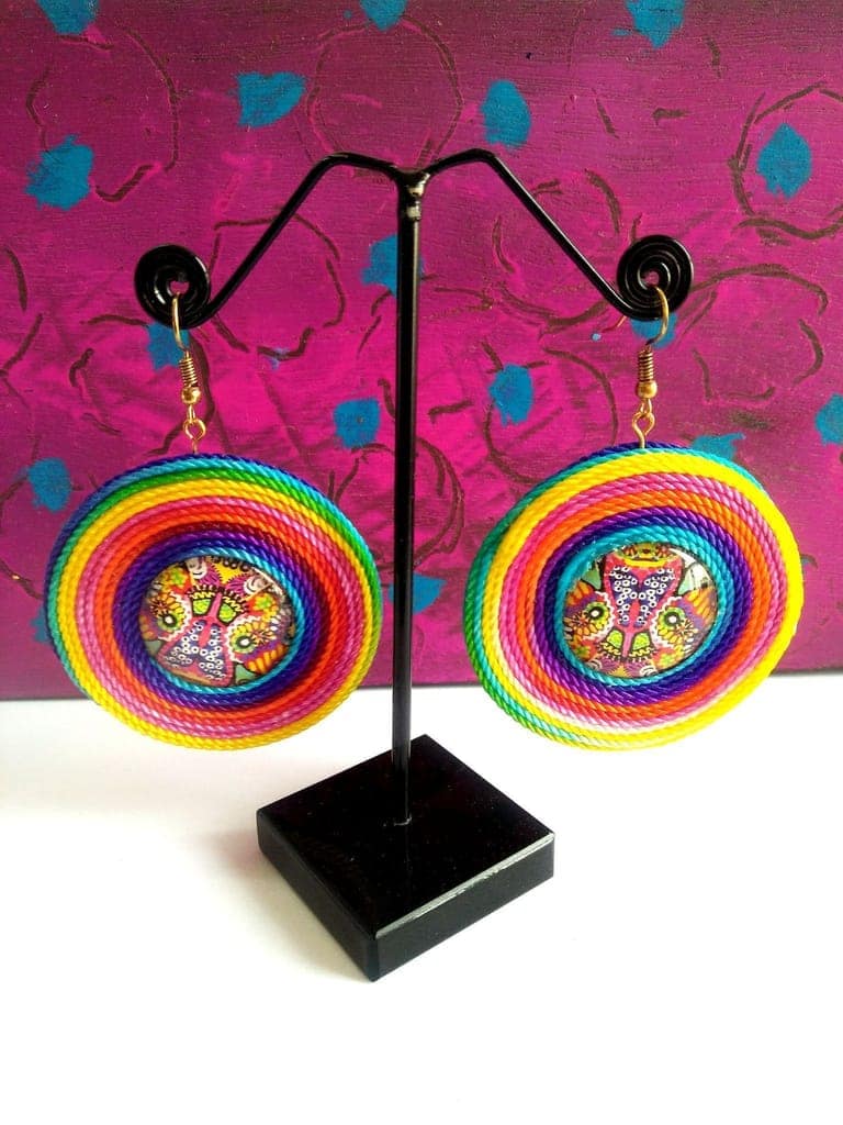 BRIGHT COLORS CIRCLE GLASS EARRINGS