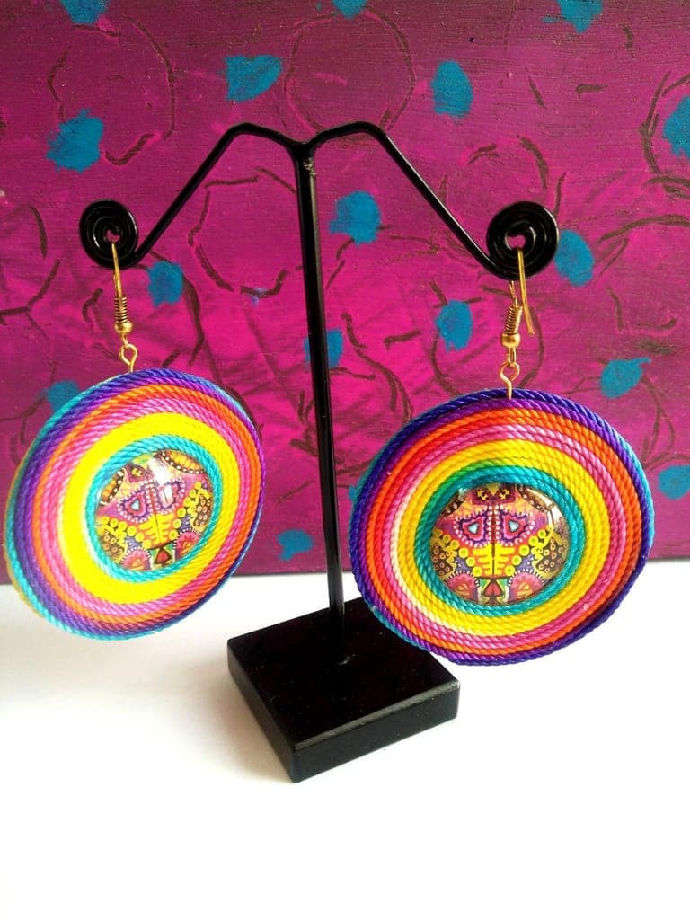 BRIGHT COLORS CIRCLE GLASS EARRINGS view 2