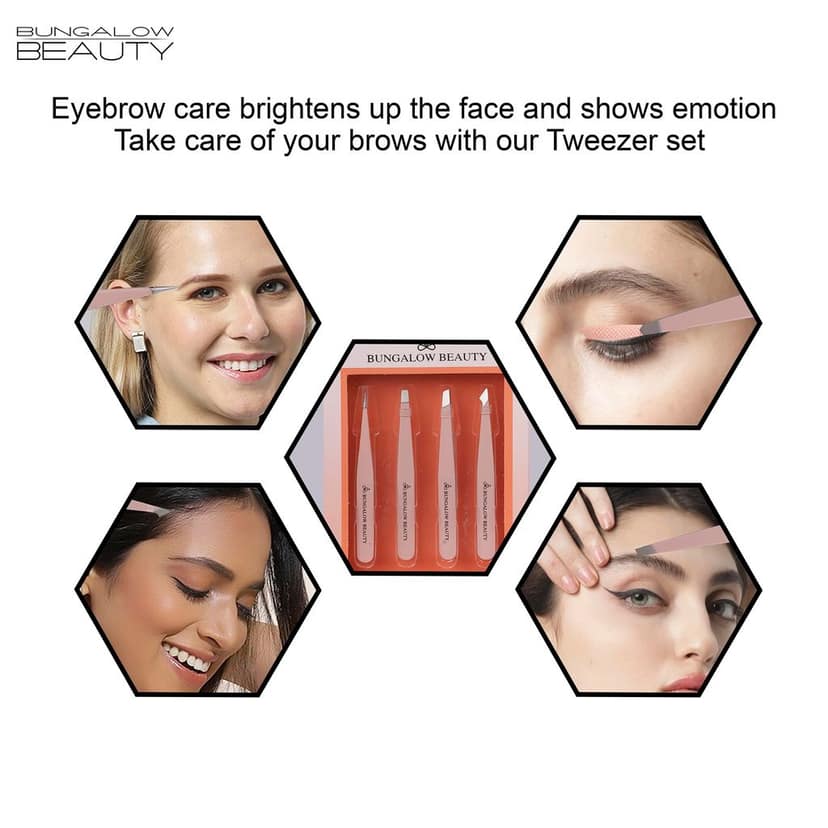 BUNGALOW BEAUTY 4 Pcs Precision Multifunction Tweezers Set, Precision for Eyebrows, Splinter & Ingrown Hair Removal - California Proposition 65 listed - Lead free | Cadmium Free | Phthalates Free view 2