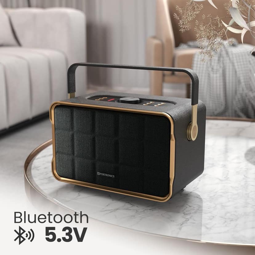 Portronics Harmony 80W Premium Portable HD Sound Speaker, Upto 6 Hours Playtime, 2.1 Channel, Bass Boost Technology, Bass/Treble Adjustment, Bluetooth Connectivity, Aux in, USB in, Bass Radiator view 2