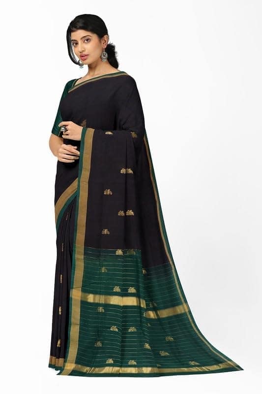 APCO Handloom - Women's Rahajmundry Pure Cotton Handloom Saree (Black) view 2