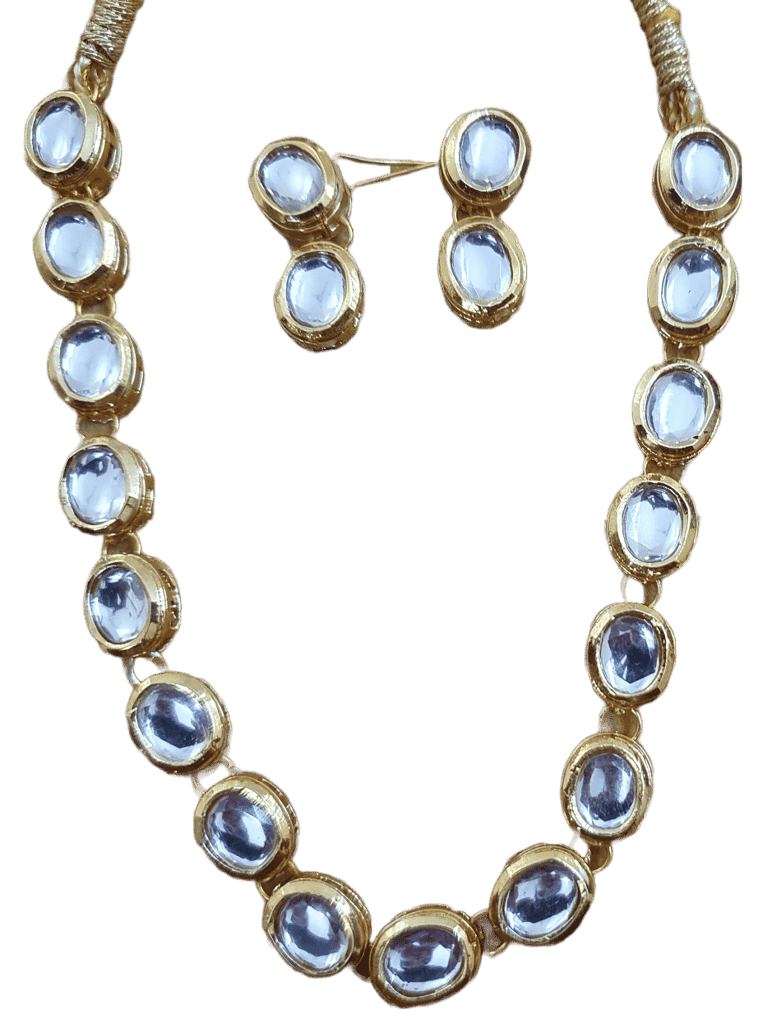 Kundan Gold plated single layered necklace set view 2