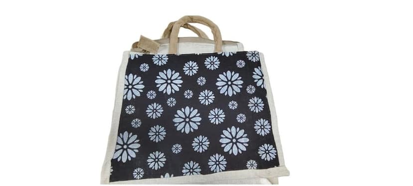 Floral Printed Jute Tote Bag